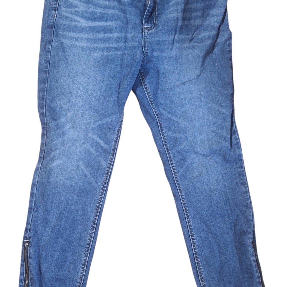 Free People Jeans Medium Blue High-Rise Skinny with zipper legs Jeans sz 30